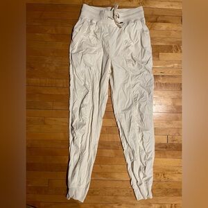 Women's White Drawstring Jogger Pants